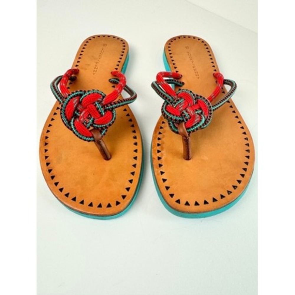 Lucky Penny Rope Knot Thong Sandals Coastal Boho Resort Size 10